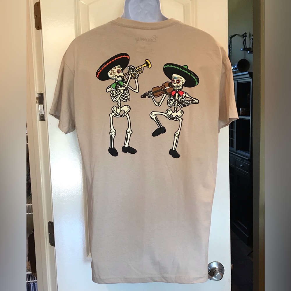Mexican themed shirt with dancing skeletons.  Day of the dead.  NWOT. Size L.